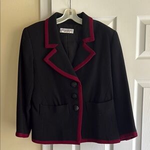 Vintage Yves Saint Laurent Black Blazer with Red Trim